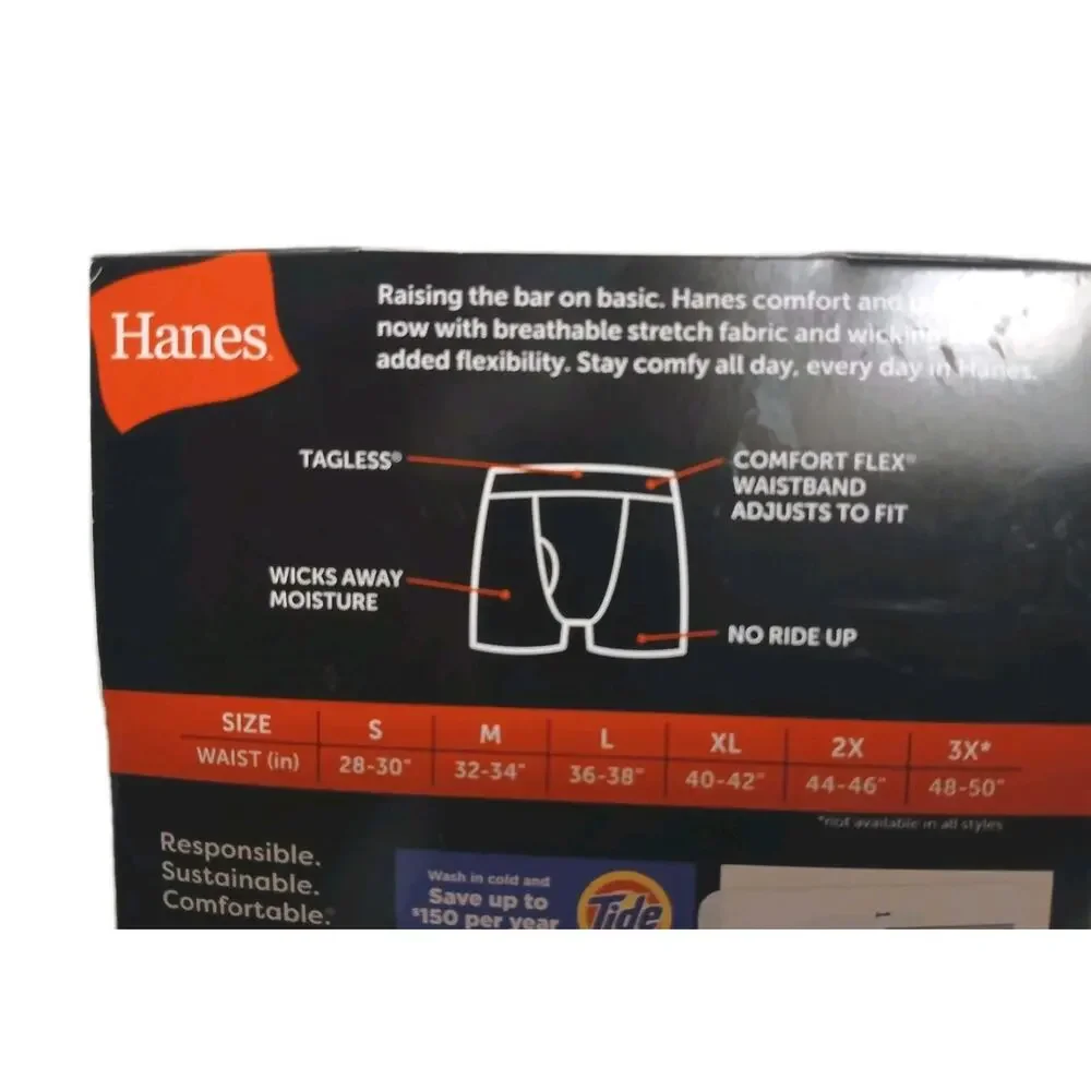 Hanes 3 Pc Boxer Briefs‎ X-Temp Comfort Stretch 2XL Black Gray Cool Odor Control